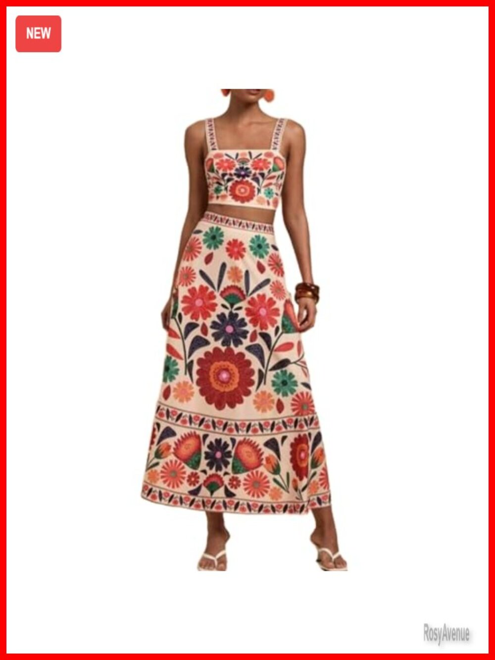 Sleeveless Floral Halter Crop Top A-Line Maxi Skirt 2 Piece Set
